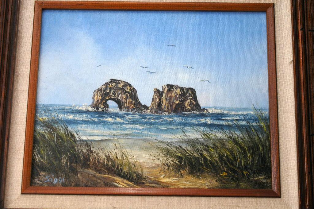 Sea Arches Oil Painting Framed, signed Siggi