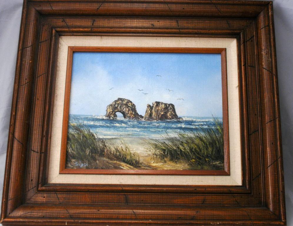 Sea Arches Oil Painting Framed, signed Siggi