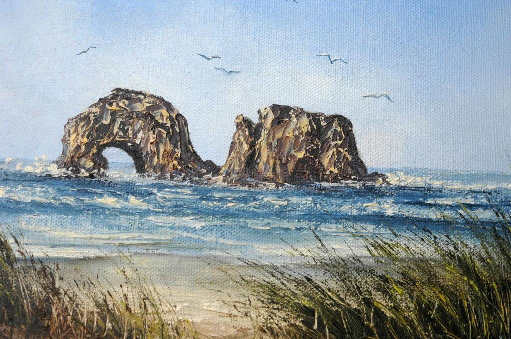 Sea Arches Oil Painting Framed, signed Siggi