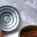 Round Victorian Aluminum Lidded Dresser Box Porcelian Hunting Scene and Depression Glass Insert