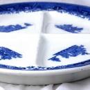 Denver Grill Plate Made in the U.S.A. Chinoiserie Blue White Blue Willow Pattern Porcelain Divided Dish