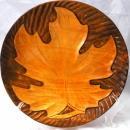 Hand Carved Tramp Art Wood Carving Maple Leaf Plate, Wall Decor