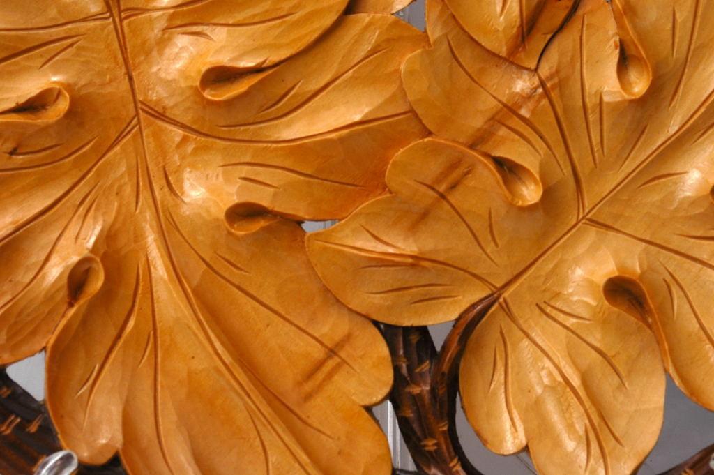 Hand Carved Tramp Art Wood Carving Oak Leaf Plate, Wall Decor
