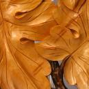 Hand Carved Tramp Art Wood Carving Oak Leaf Plate, Wall Decor