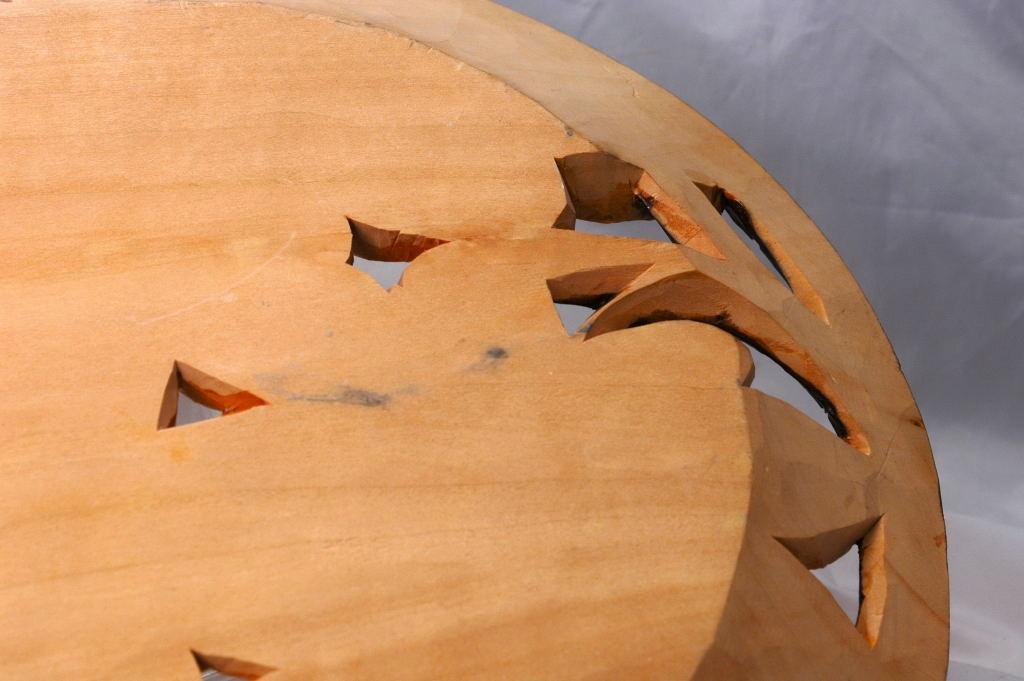 Hand Carved Tramp Art Wood Carving Oak Leaf Plate, Wall Decor