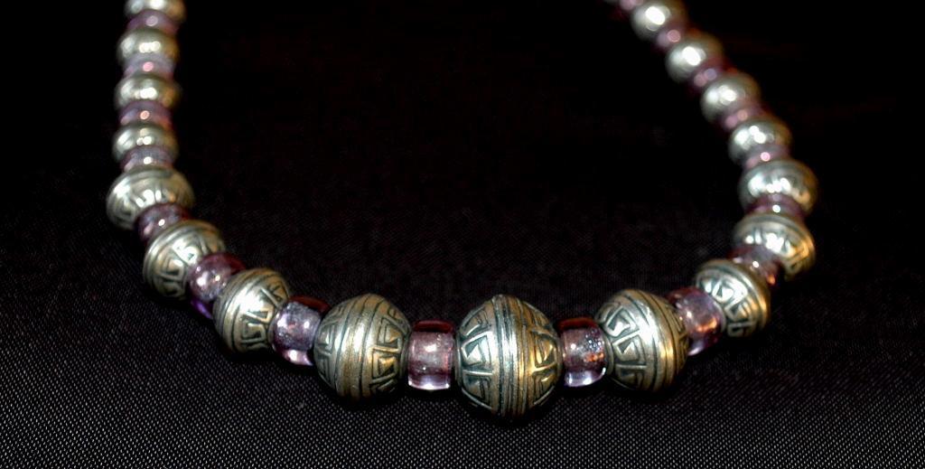 Hopi Indian Heavy Sterling Beads and Amethyst Choker Necklace Native American