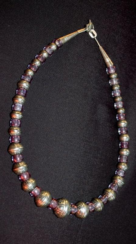 Hopi Indian Heavy Sterling Beads and Amethyst Choker Necklace Native American