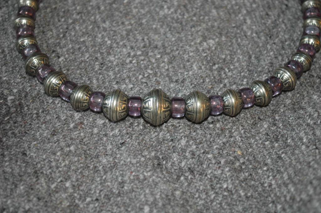 Hopi Indian Heavy Sterling Beads and Amethyst Choker Necklace Native American