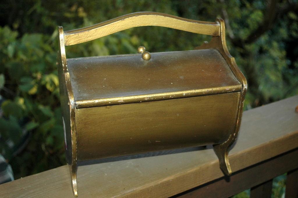 Bent Wood or Sewing Chest Box with dual hinged lids.
