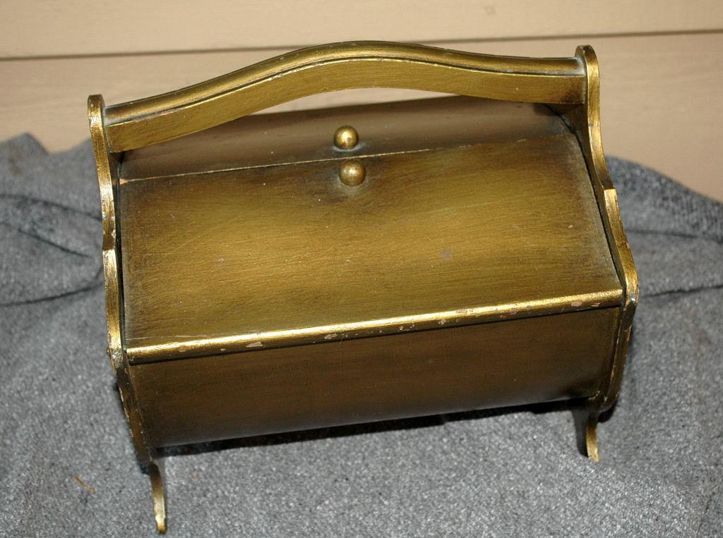 Bent Wood or Sewing Chest Box with dual hinged lids.