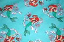 Ariel Little Mermaid Blue Cotton Sweatshirt Fleece Fabric Piece Remnant 60