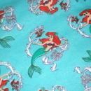 Ariel Little Mermaid Blue Cotton Sweatshirt Fleece Fabric Piece Remnant 60