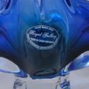 Hand Blown Glass Basket ROYAL GALLERY ART GLASS BLUE/GREEN BASKET - MADE IN CZECH REPUBLIC
