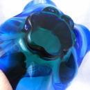 Hand Blown Glass Basket ROYAL GALLERY ART GLASS BLUE/GREEN BASKET - MADE IN CZECH REPUBLIC