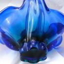 Hand Blown Glass Basket ROYAL GALLERY ART GLASS BLUE/GREEN BASKET - MADE IN CZECH REPUBLIC