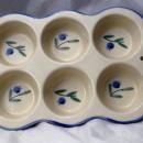 Heavy Ceramic Porcelain Muffin Pan, Polish, Blueberry motif