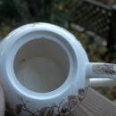 Brown Polychrome Transferware Musical Teapot / Chinoiserie