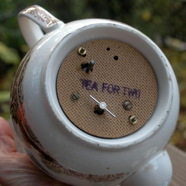 Brown Polychrome Transferware Musical Teapot / Chinoiserie