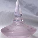 Crystal Pink with Hearts Perfume Bottle, Hand Blown Crystal Signed Ponder 1991