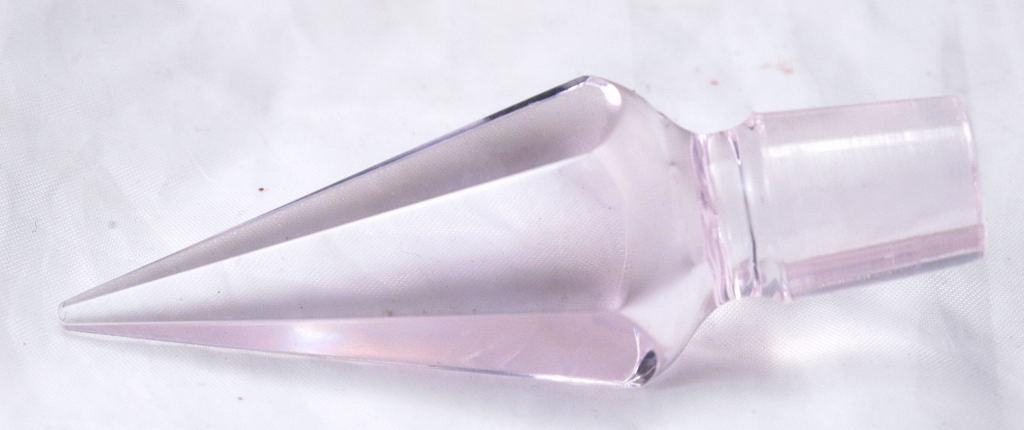 Crystal Pink with Hearts Perfume Bottle, Hand Blown Crystal Signed Ponder 1991