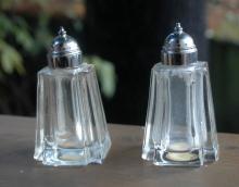 PRINCESS HOUSE Fine Hand Cut Crystal Salt & Pepper Shakers/Rare Shape! Crisa of Monterray Mexico