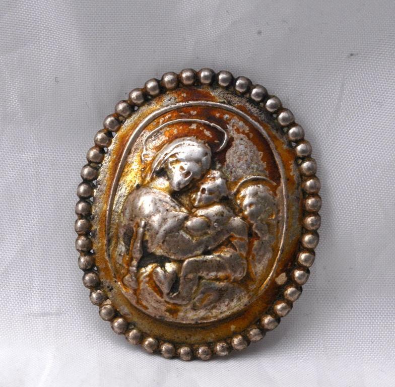 CINI STERLING BROOCH, JESUS, MARY AND ANGEL