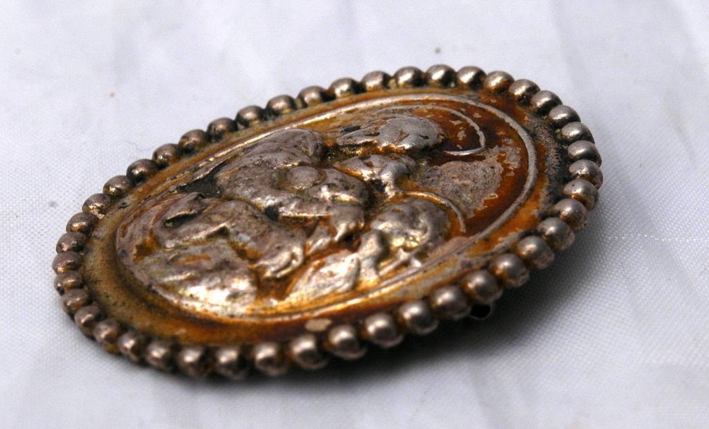 CINI STERLING BROOCH, JESUS, MARY AND ANGEL
