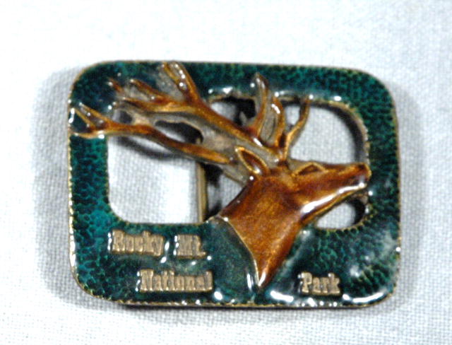 Rocky Mt. Nat. Park Enameled Elk Belt Buckle