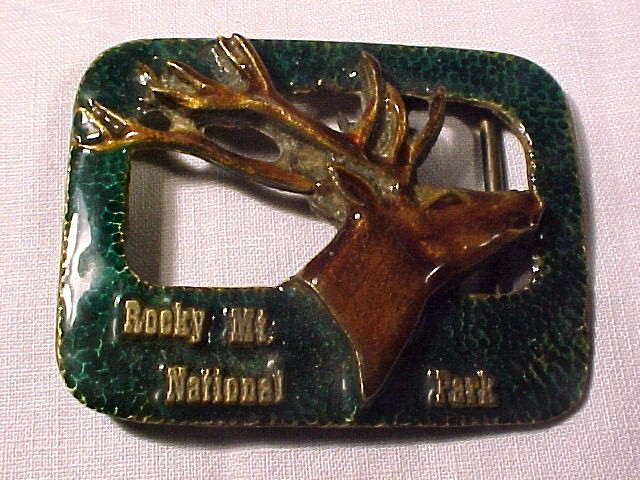 Rocky Mt. Nat. Park Enameled Elk Belt Buckle