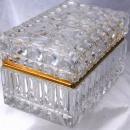 Large heavily cut crystal box or casket with hinged lid and Ormolu Mounts.