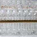 Large heavily cut crystal box or casket with hinged lid and Ormolu Mounts.