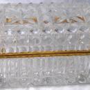 Large heavily cut crystal box or casket with hinged lid and Ormolu Mounts.