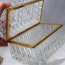 Large heavily cut crystal box or casket with hinged lid and Ormolu Mounts.