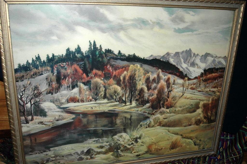 Paul Lauritz Fine Art Landscape Painting in Gilt Wood Frame