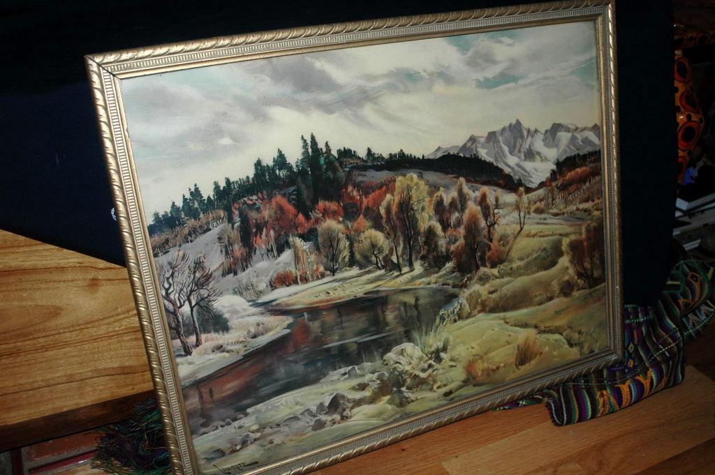 Paul Lauritz Fine Art Landscape Painting in Gilt Wood Frame
