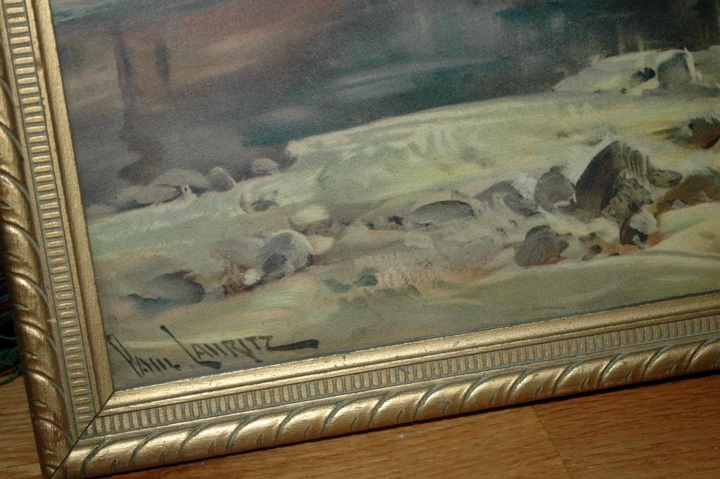 Paul Lauritz Fine Art Landscape Painting in Gilt Wood Frame