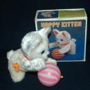 Vintage Wind Up Toy Kitten with Ball -plush In Box
