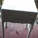 Old Wooden Sewing Stand Chest, White Milk Paint Shabby Chic