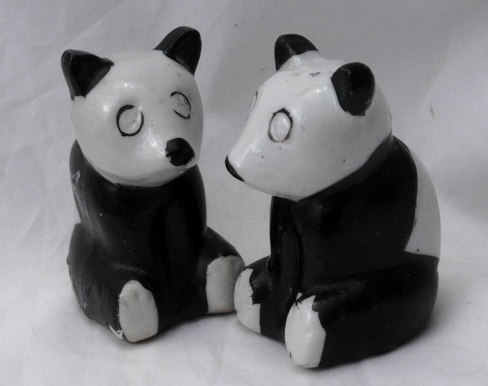 Old Panda Bear Salt Pepper Shakers, Japan , Hand painted FREE SHIPPING