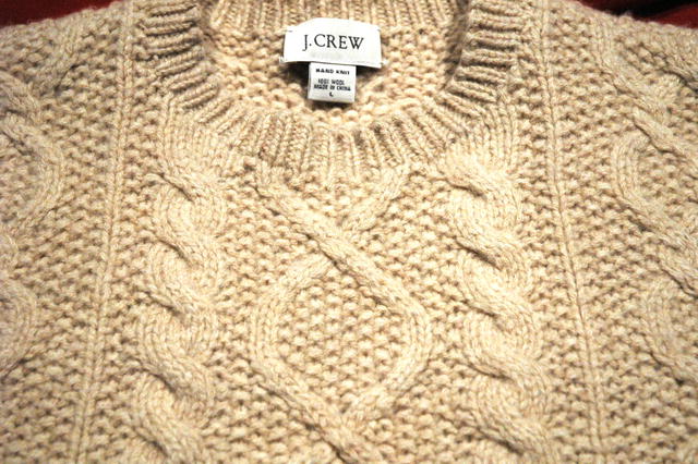 J. Crew Beige Wool Irish Fisherman's Sweater