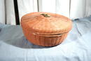 Old Chinese Sewing Basket Round with brass Chinese Character Finial Top PRICE REDUCTION!**