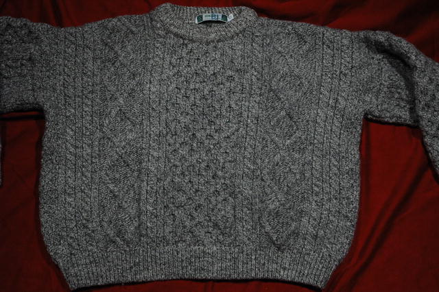 Irish Fisherman's Sweater Gray/Black Marbled