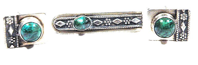 Israel Sterling Sterling & Malachite Cuff links