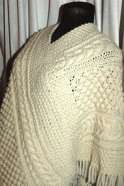 Aran Clan Cable Knit Irish Fisherman Poncho