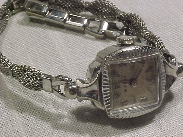 Vintage Bulova Swiss 10K White Gold Watch