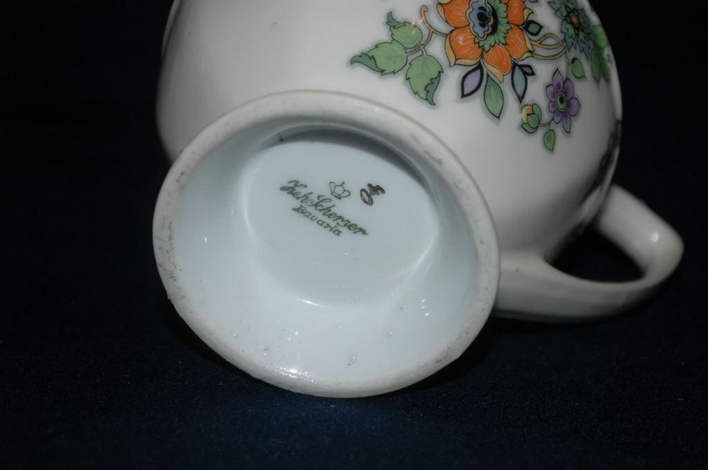 Zeh Scherzer Bavaria Porcelian Footed Sugar Bowl and Creamer Hand painted flowers