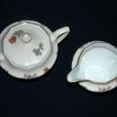 Zeh Scherzer Bavaria Porcelian Footed Sugar Bowl and Creamer Hand painted flowers