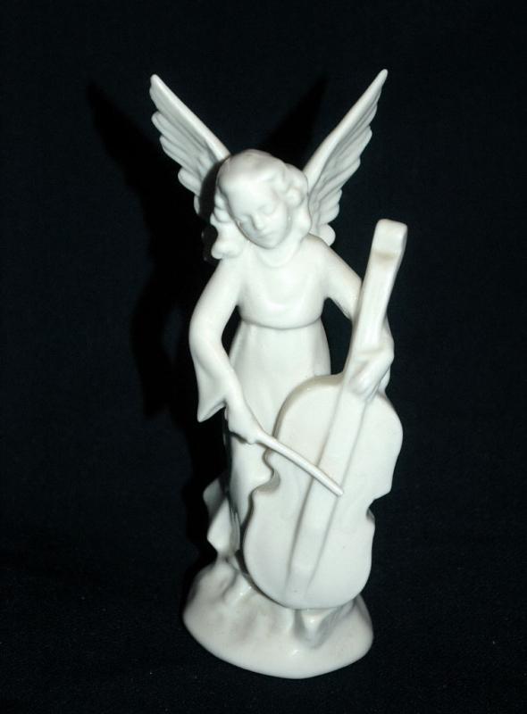 VINTAGE DRESDEN GERMANY PORCELAIN MUSICAL CELLO ANGEL Free Shipping