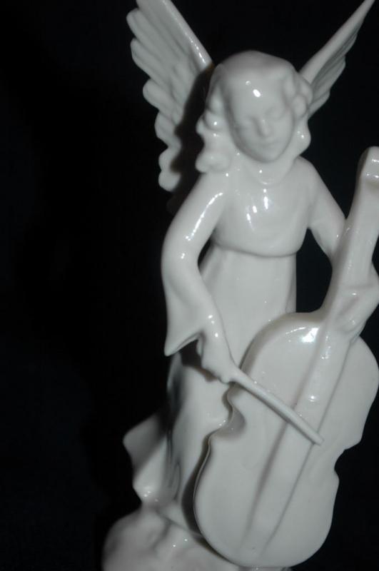 VINTAGE DRESDEN GERMANY PORCELAIN MUSICAL CELLO ANGEL Free Shipping