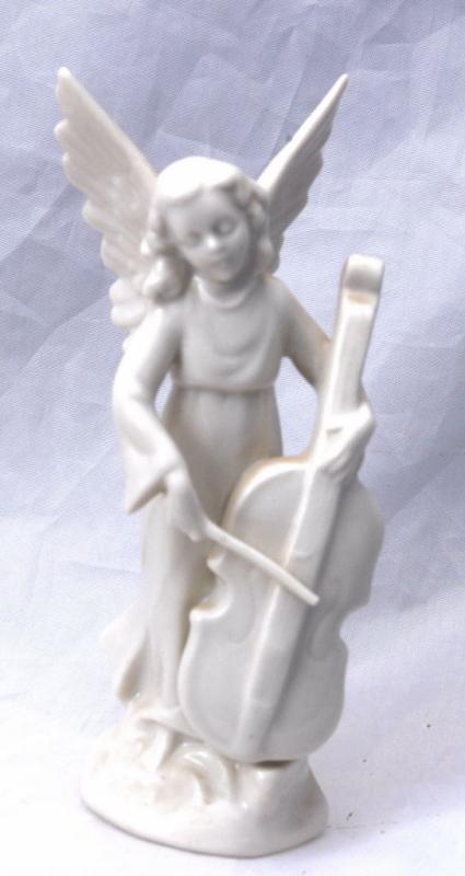 VINTAGE DRESDEN GERMANY PORCELAIN MUSICAL CELLO ANGEL Free Shipping
